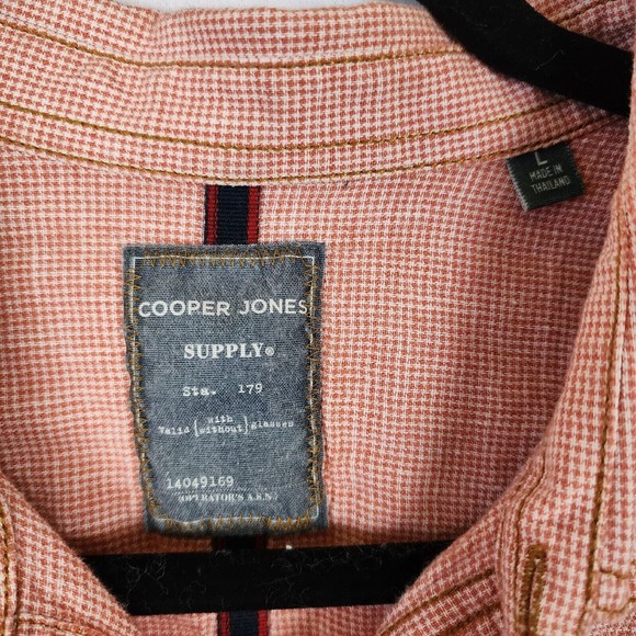 Cooper Jones Supply Linen Cotton Casual Button Down Rust Orange Size Large - Picture 3 of 7